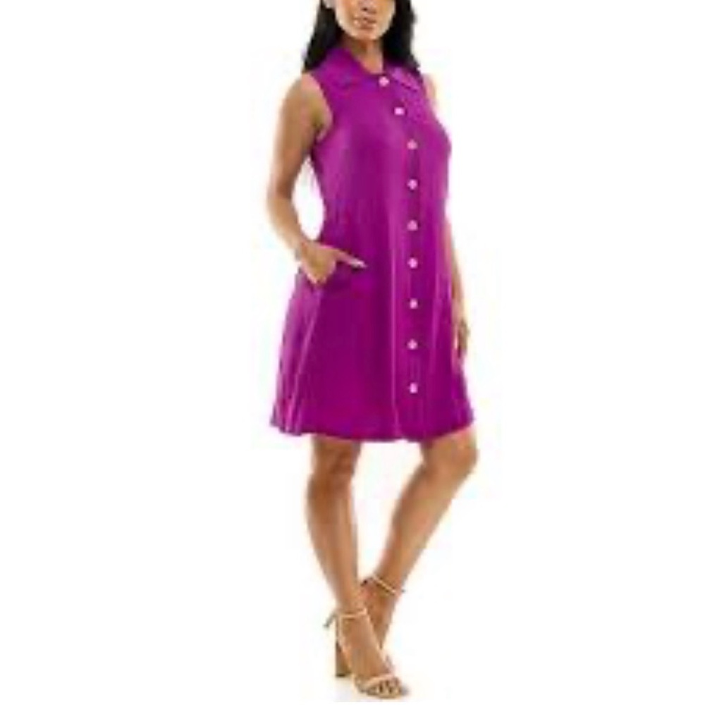 Nina Leonard Button Down Shirt Dress